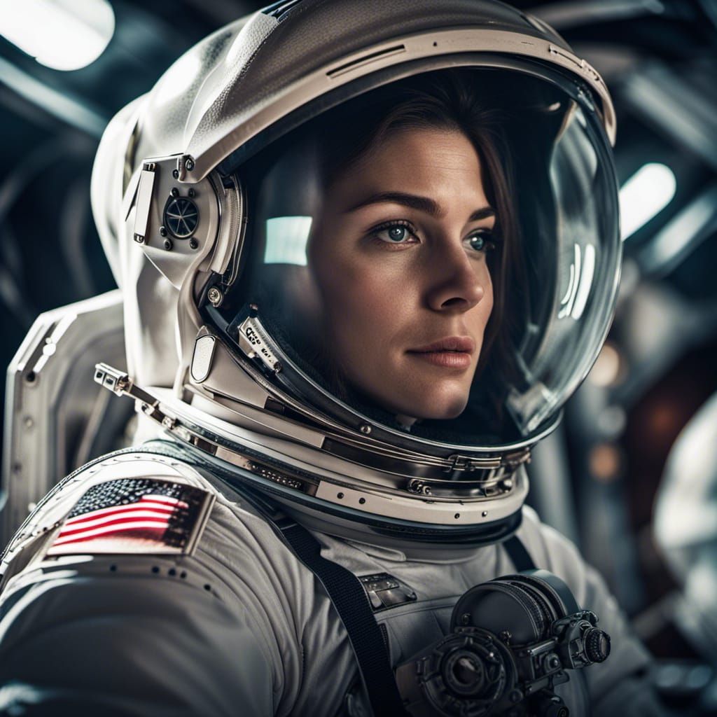Hyperrealistic Female Astronaut Portrait in HDR