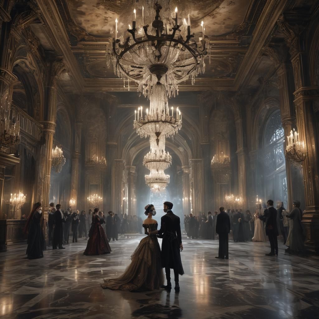Gothic Masquerade Ball in Art Nouveau Style