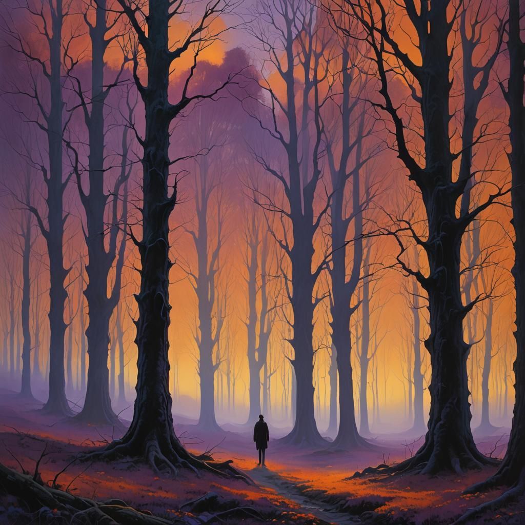 Ethereal Forest: Surreal Twilight Landscape