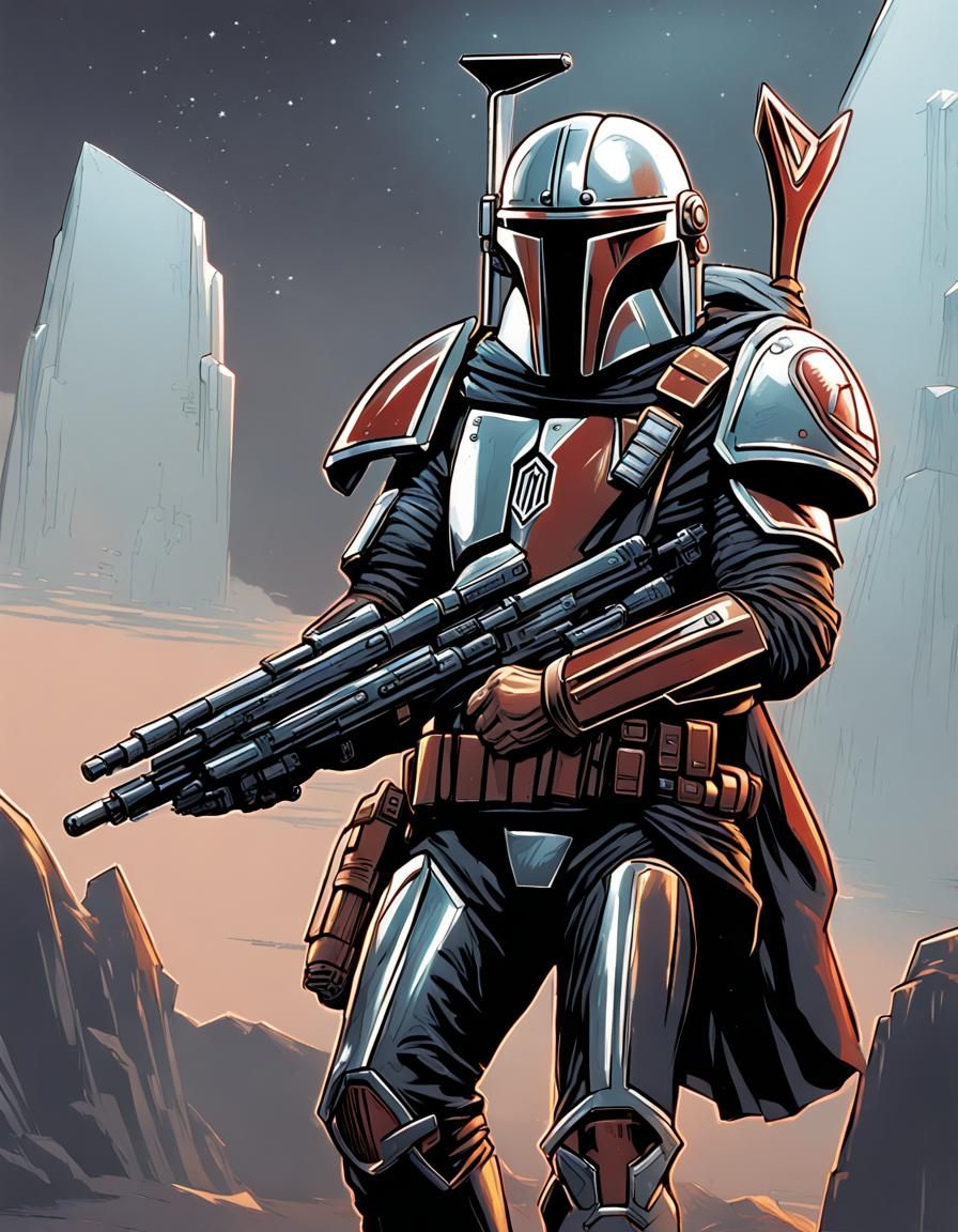 Mandalorian Protectors in Golden Armor, Comic Book Art
