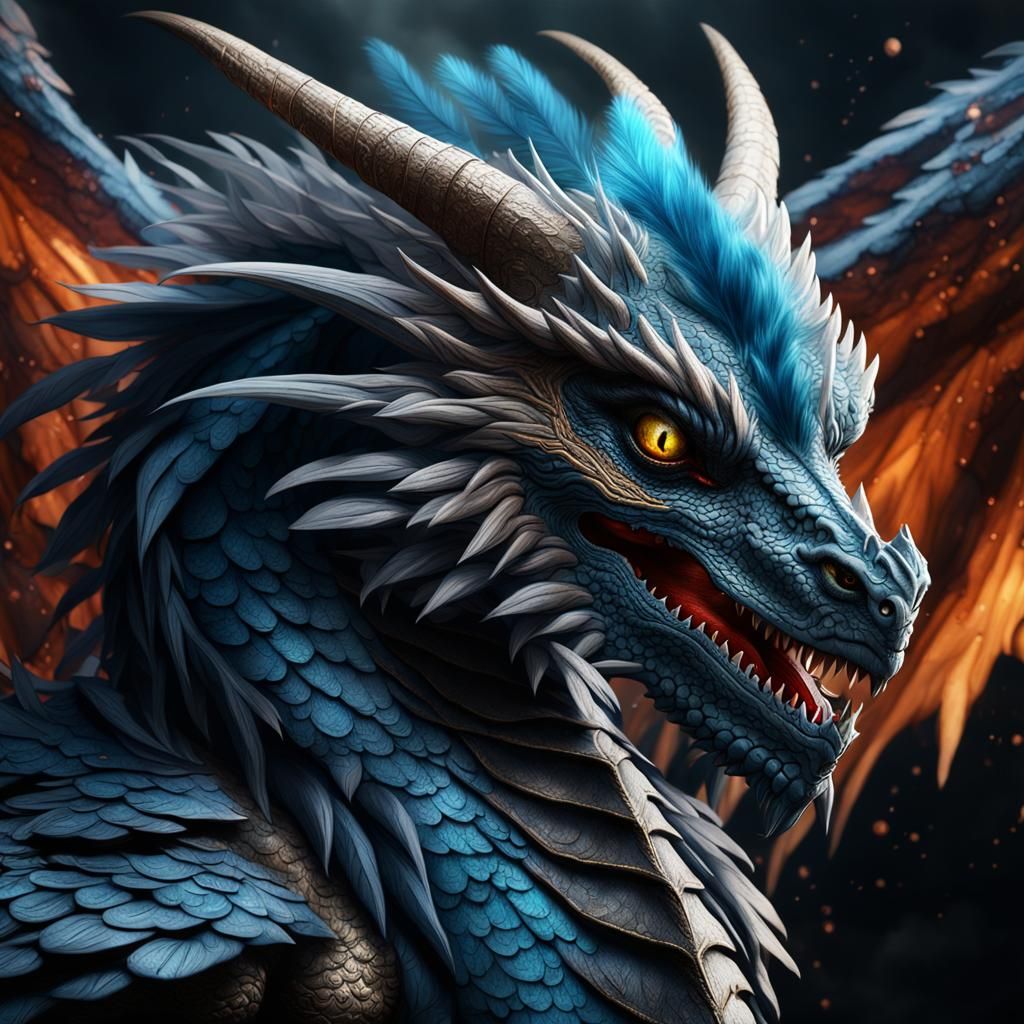 Feathered Dragon: Detailed Fantasy Concept Art