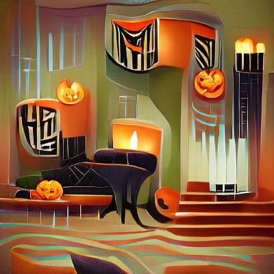 Art Deco Halloween Scene