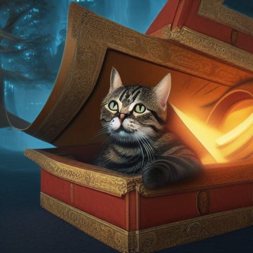 Cat in a Box: Detailed Matte Painting