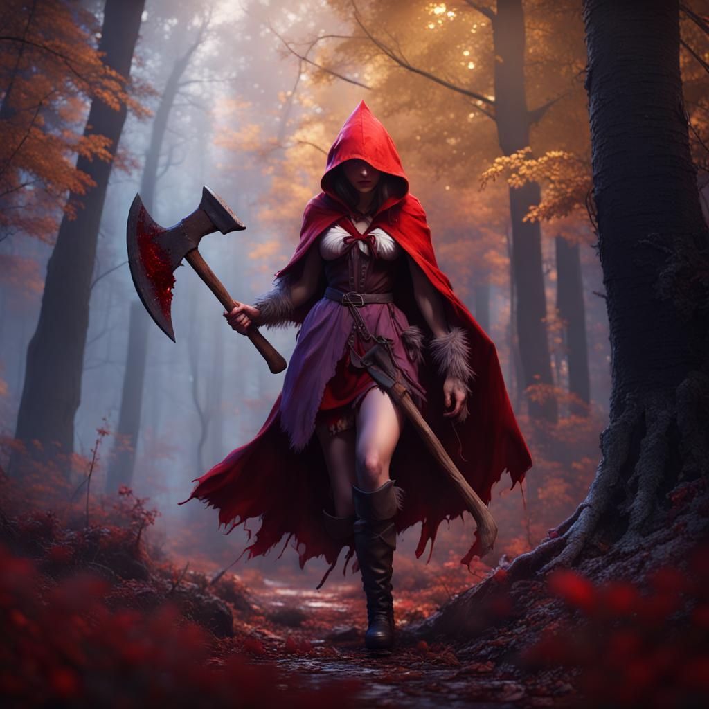 Little Red Riding Hood with Bloody Axe