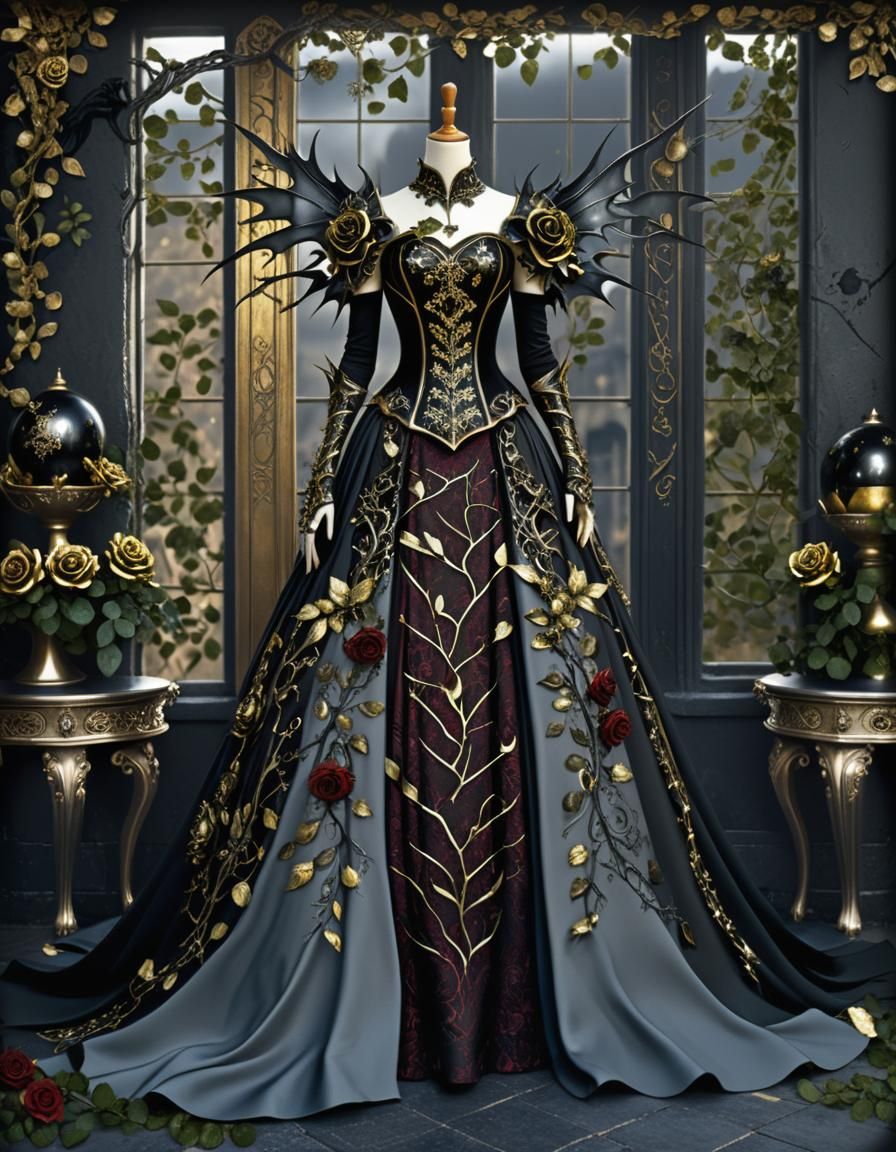 Fantasy Armored Ballgown with Roses and Vines