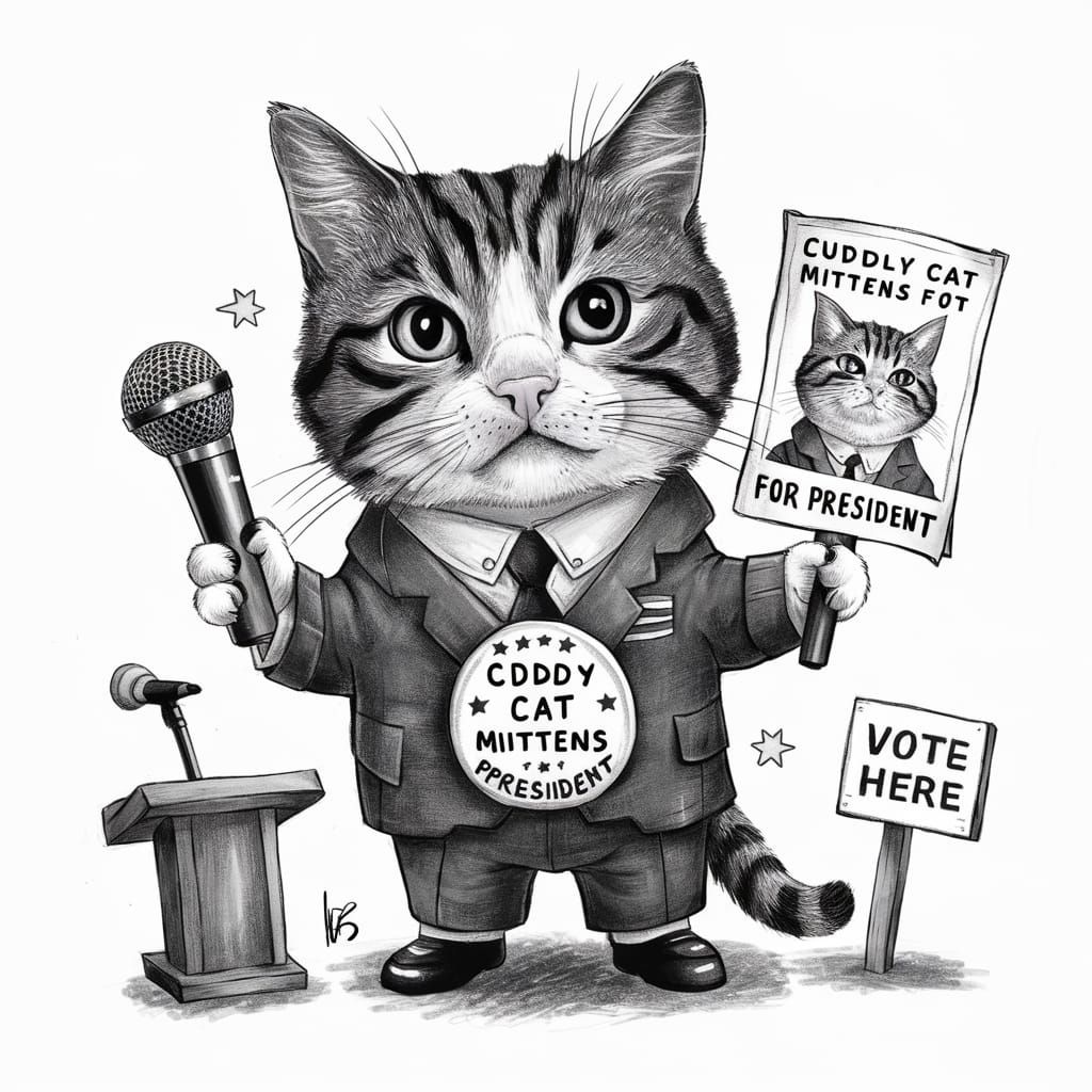 Cat for President: A Whimsical Election Illustration