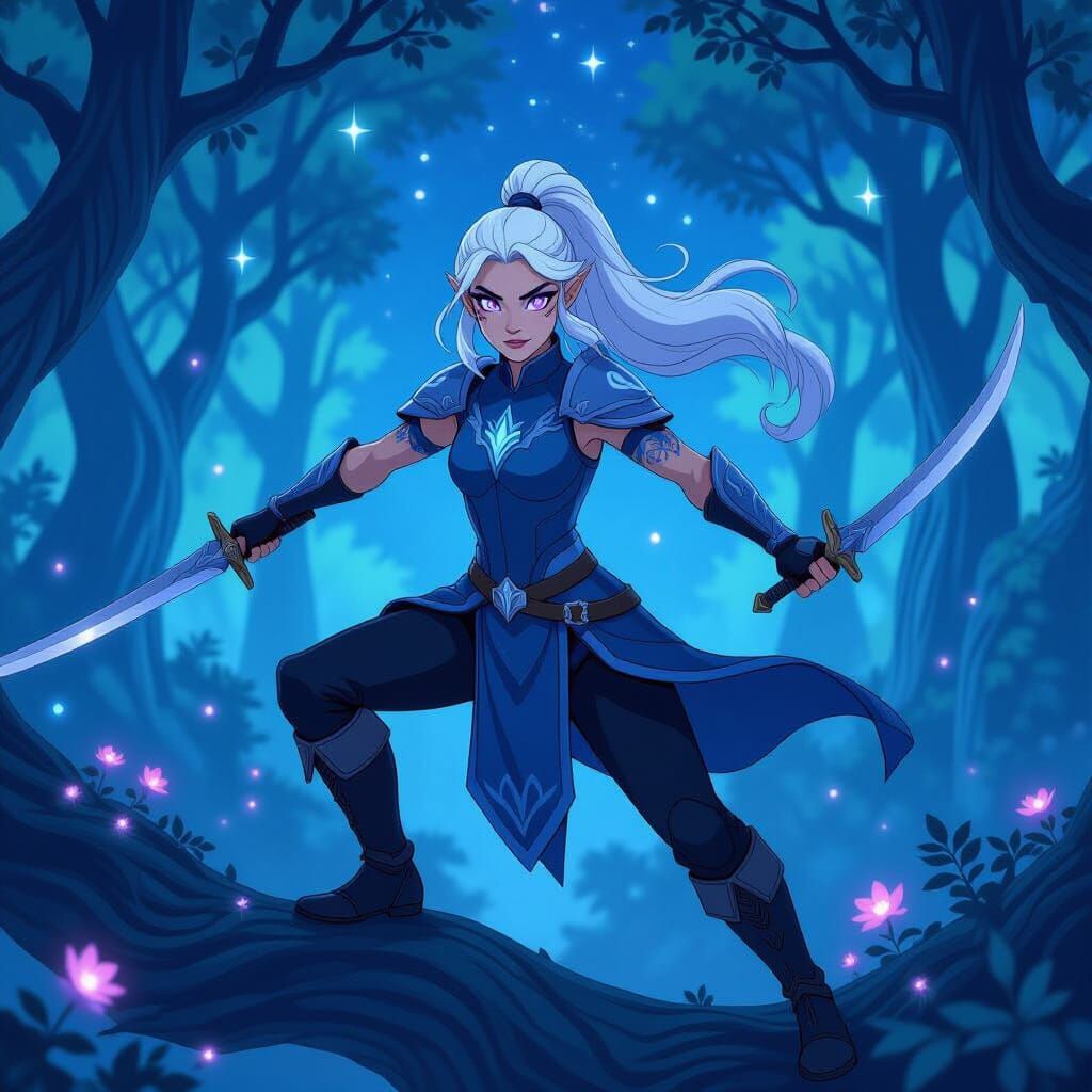 Rayla in Silvergrove Forest, Ready for Battle