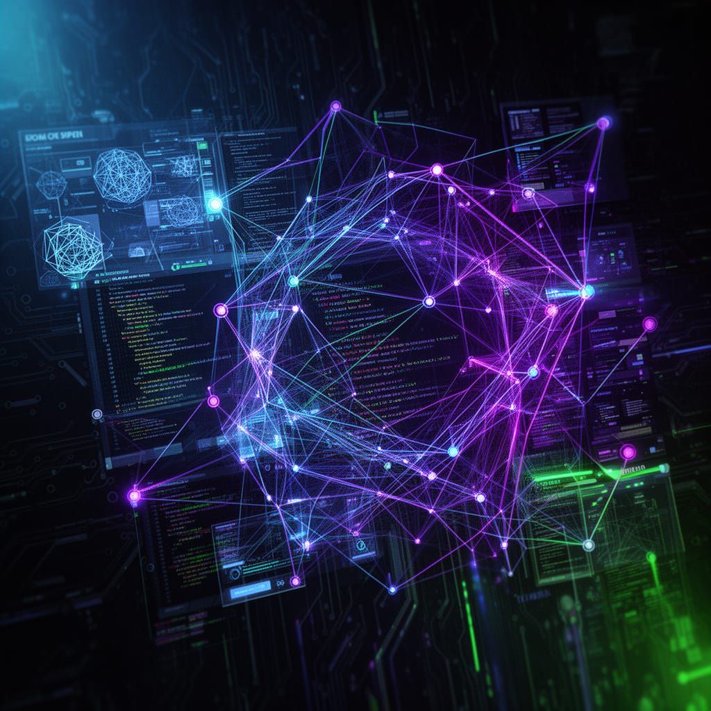 Cyberpunk Network Art Symbolizing Web Development