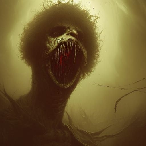 Horrifying Deformed Figure in Dark Comic Art Style