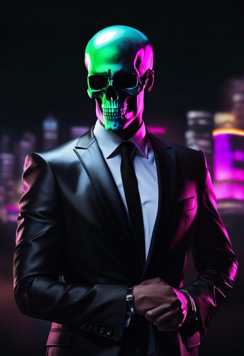Neon Skull Manager in Harbour City: Digital Matte Painting