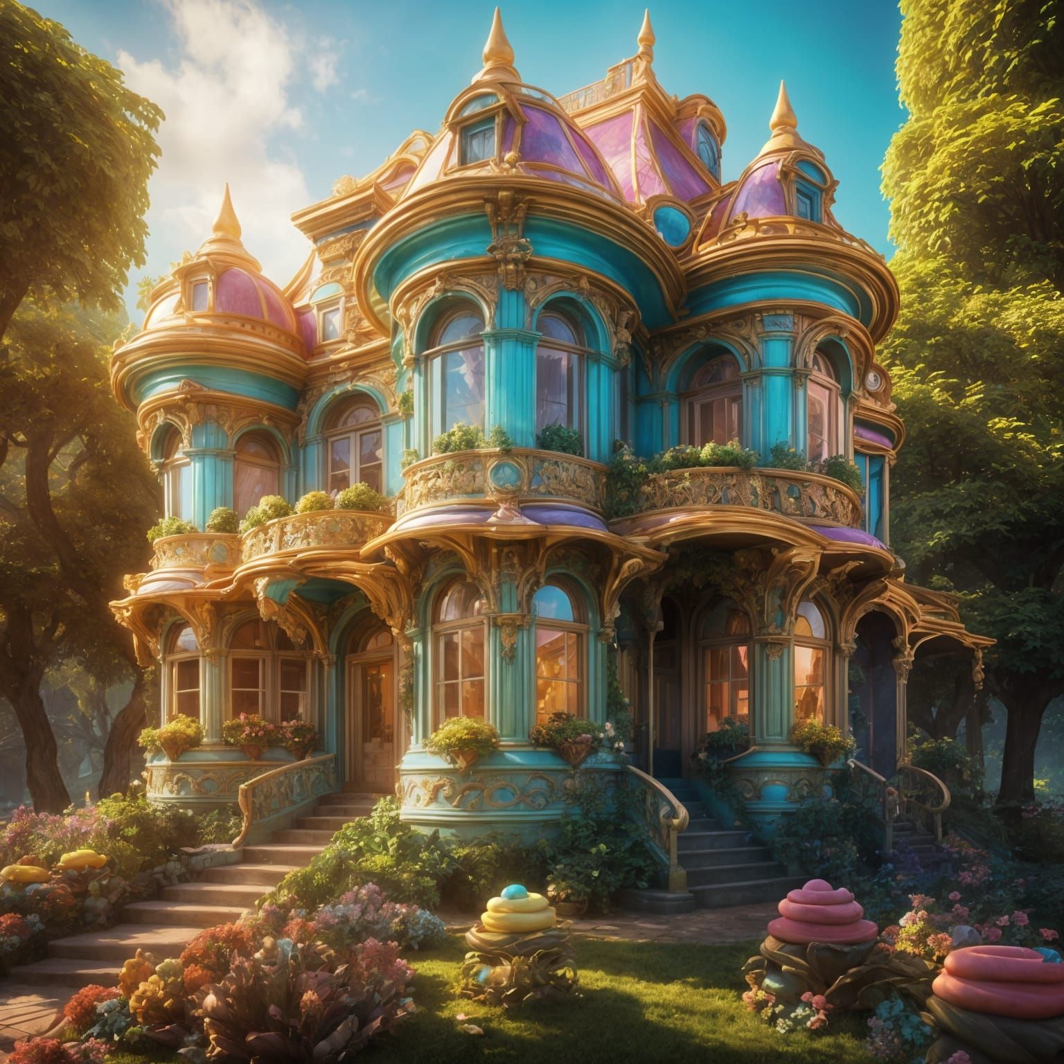 Fantasy Candy House in Art Nouveau Style