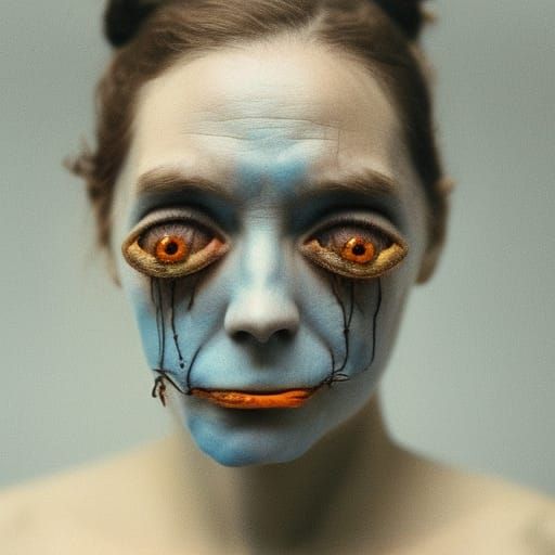 Grotesque Woman with Distorted Features