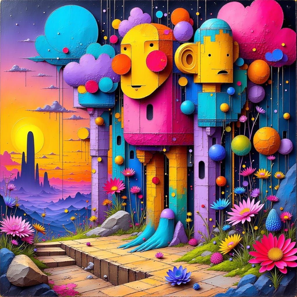 Vibrant Dadaism Explosion of Geometric Figures