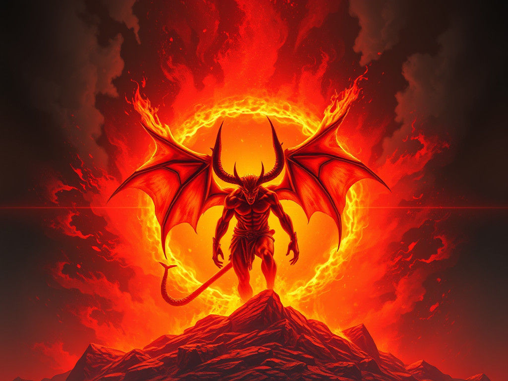 Devil with Fiery Halo Illustration