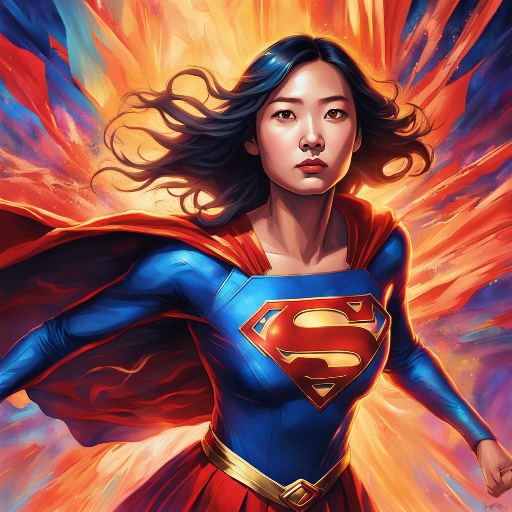 Chinese Supergirl in Acrylic Art Style