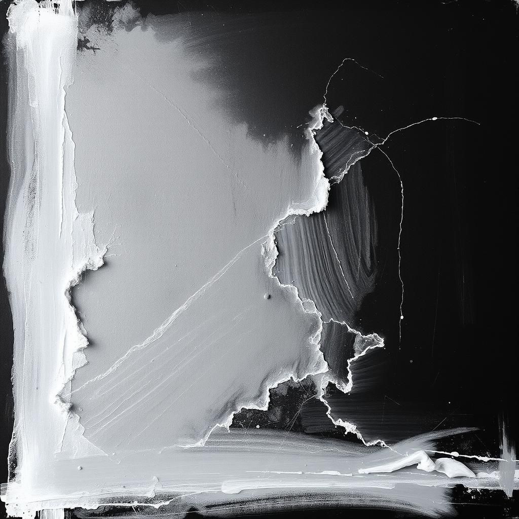 Abstract Gray Relief on Black Canvas