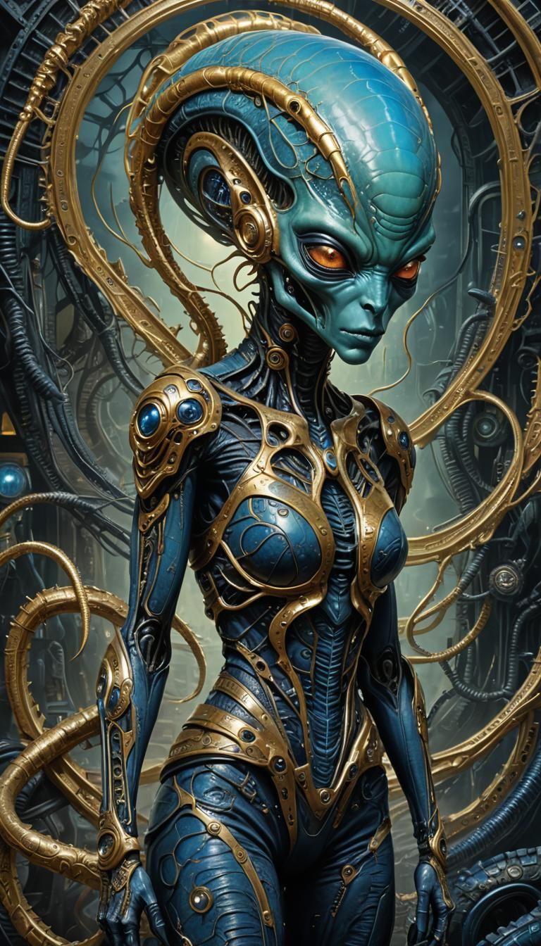 Alien Female in Surreal Post-Apocalyptic Landscape