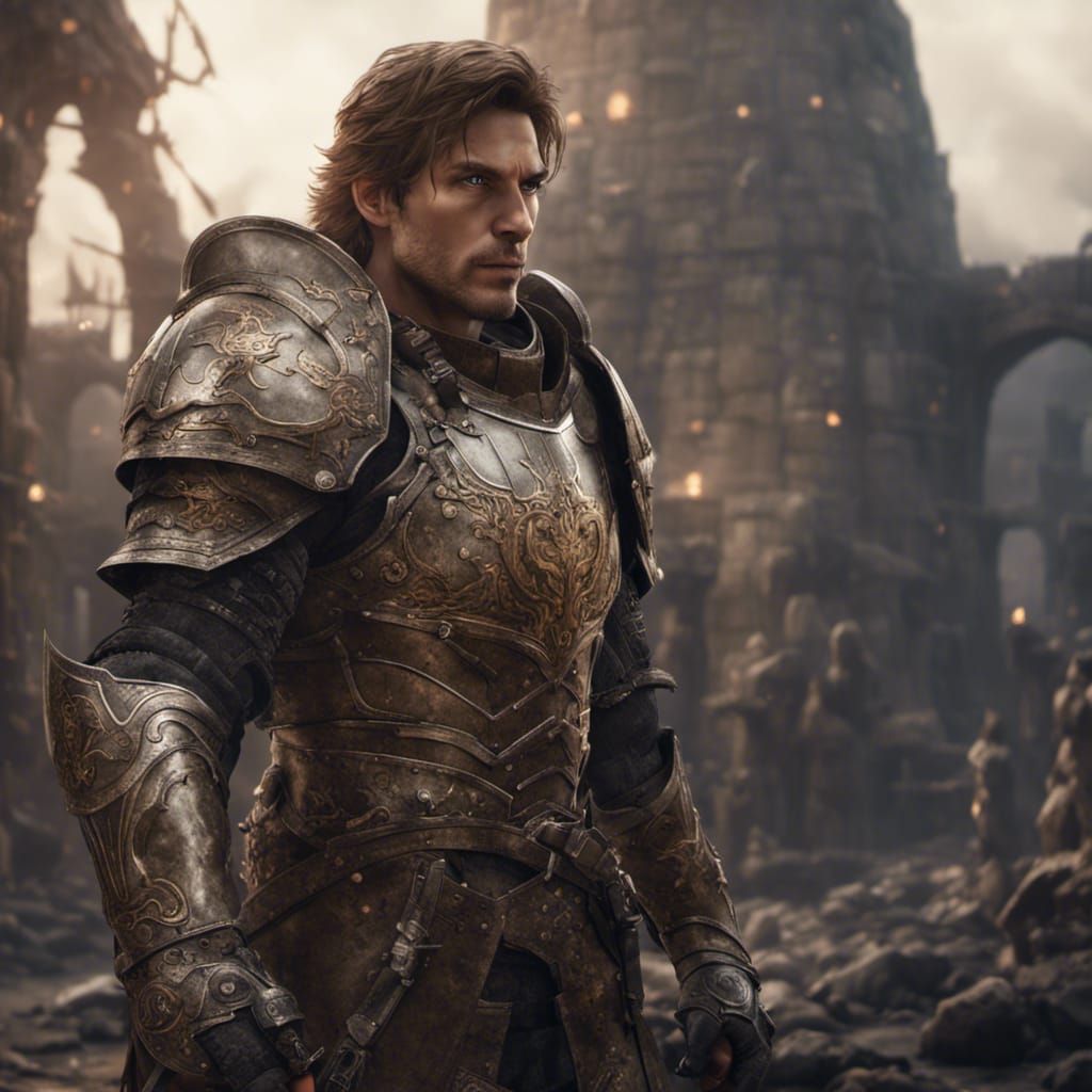 Armored Man in Siege, Dark Fantasy Concept Art