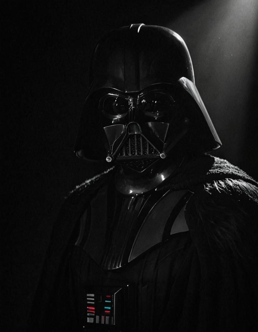 Dramatic Darth Vader Silhouette in Black and White