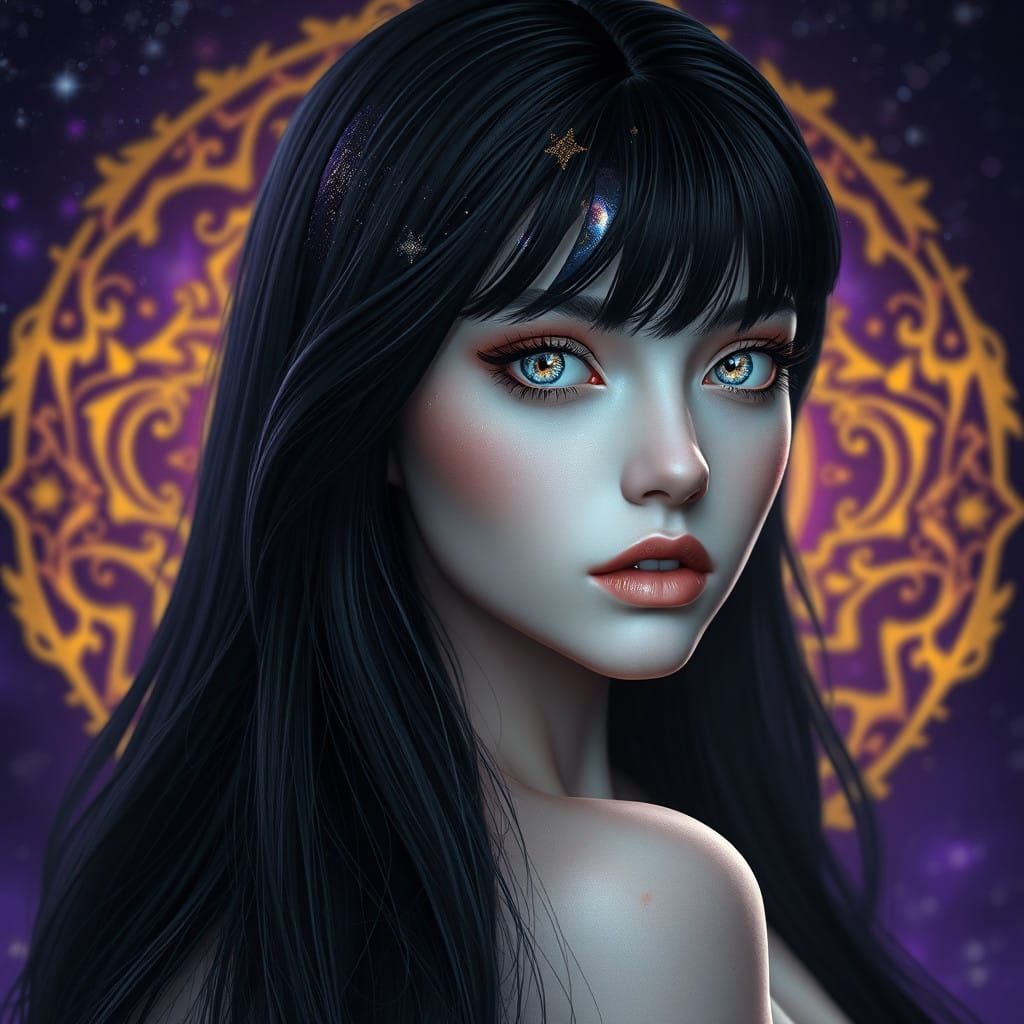 Ethereal Goddess with a Cosmic Gaze