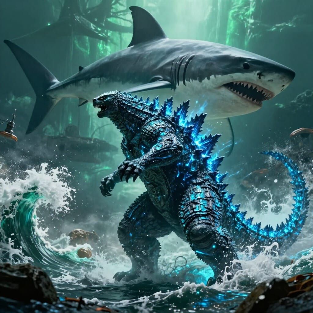 Godzilla vs. Prehistoric Shark in Epic Battle
