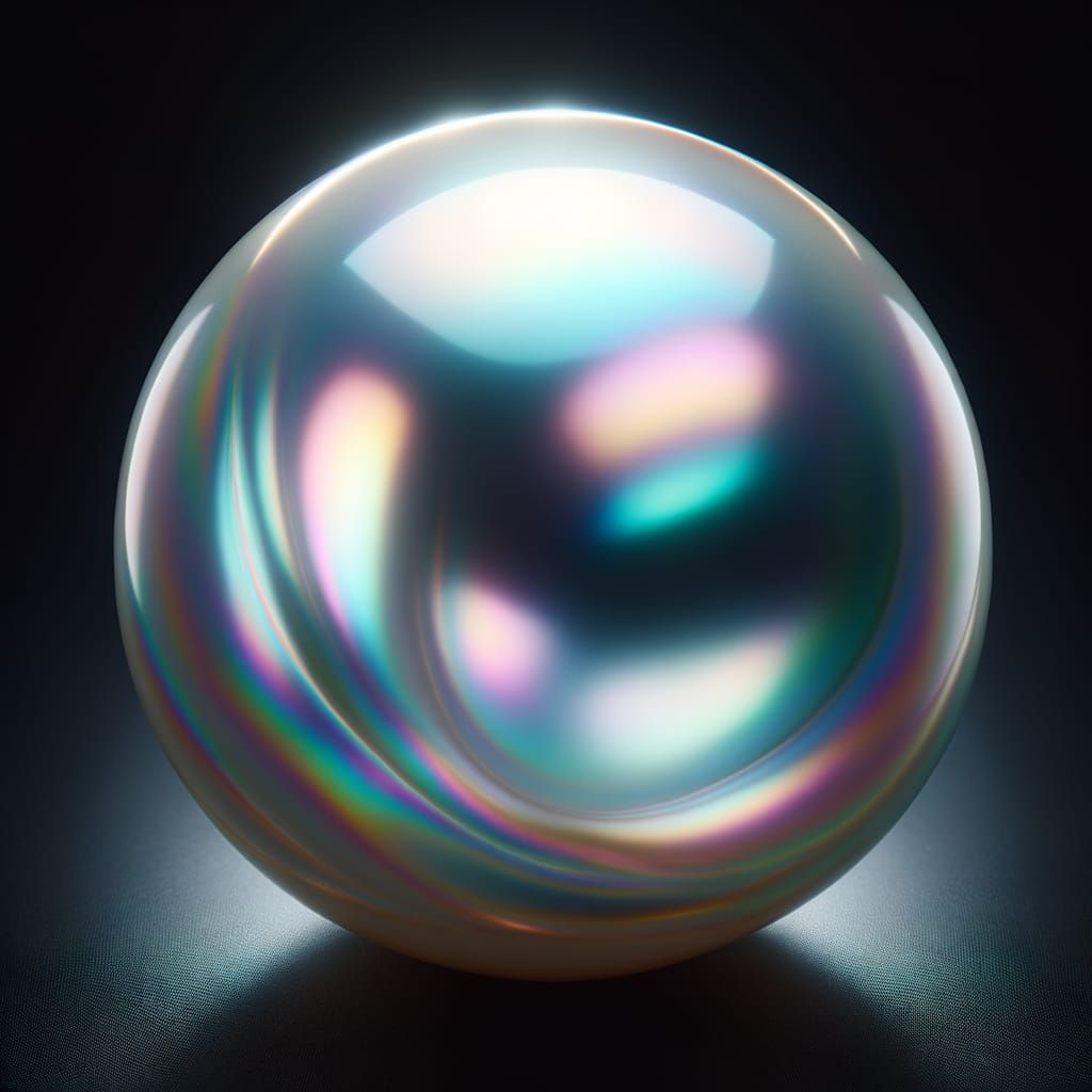 Exquisite Pearl Glistening with Iridescent Colors on Black V...