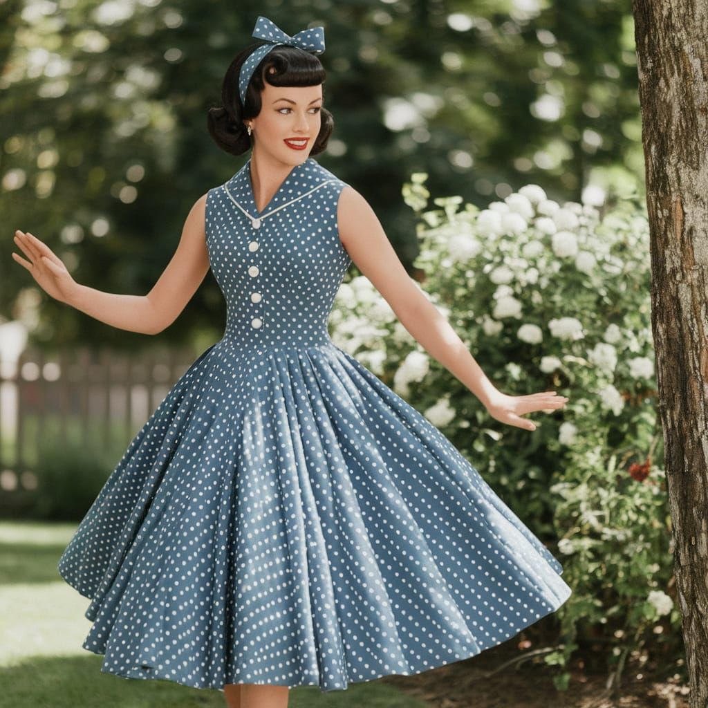 1950s Polka Dot Dress with Rococo Twist