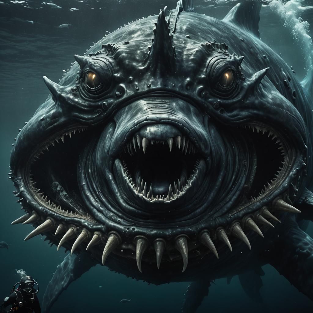 Eerie Bloop Sea Monster Confronts Diver