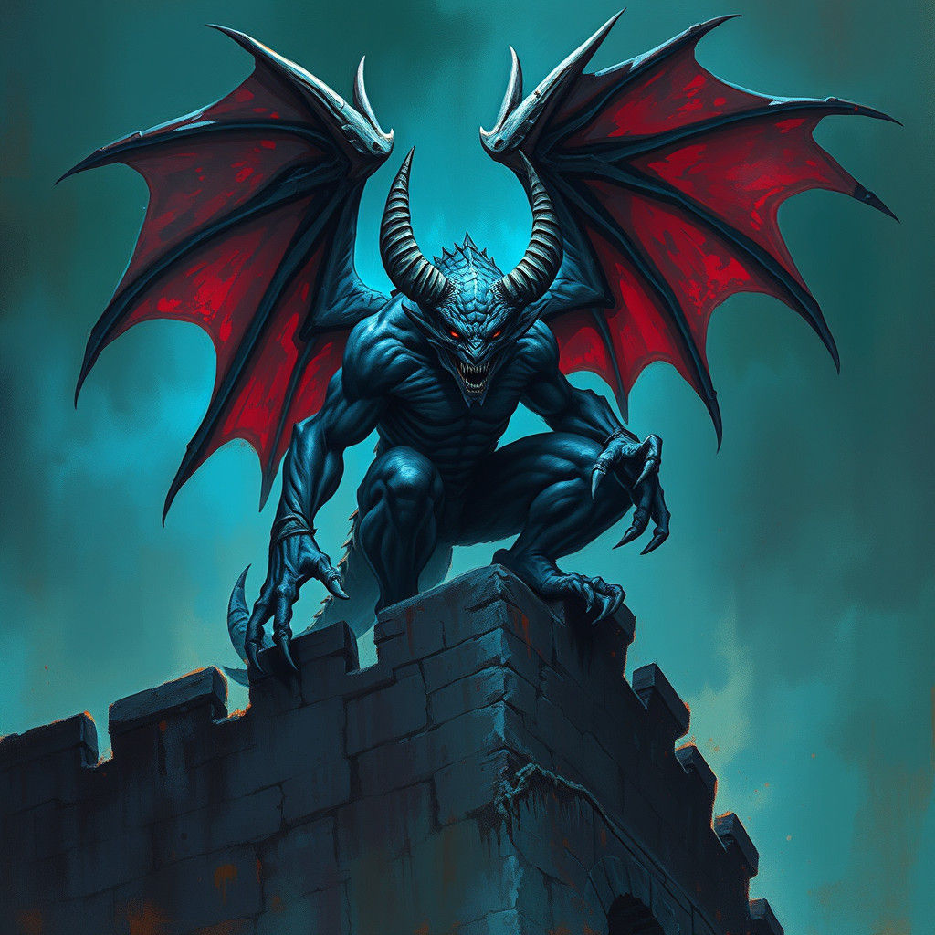 Winged Demon Ogre in Biomechanical Style