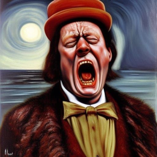 Abstract Portrait of Screaming Woman in Expressionist Style