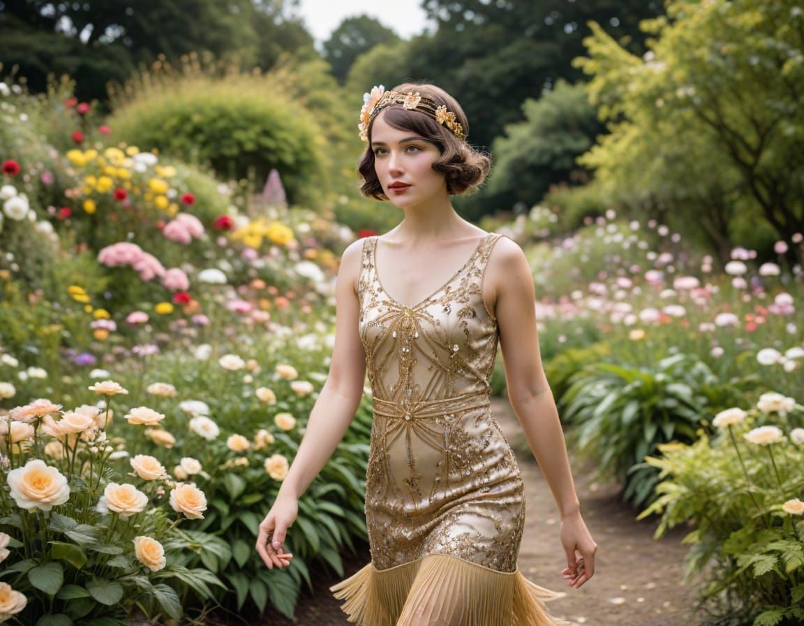 Flapper in a Flower Garden, 1920s Style