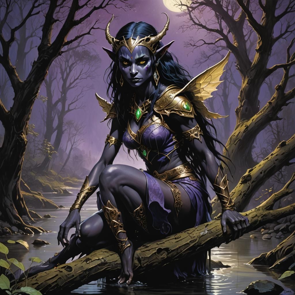 Dark Elf in Moonlight: A Dark Fantasy Portrait