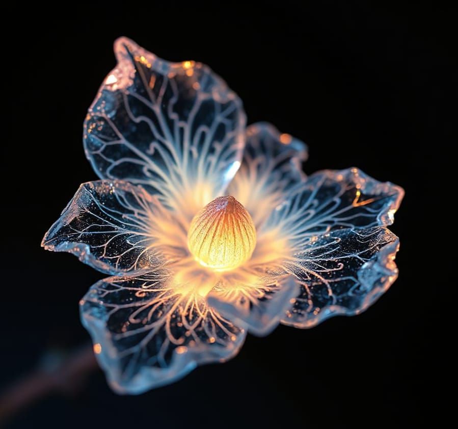 Bioluminescent Ice Flower in Neon Mirage