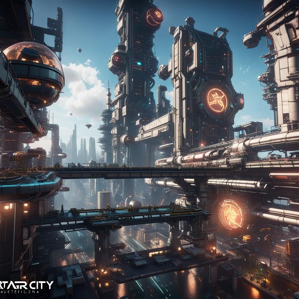 AtomPunk StarCity in 3D Game Cinematic Style
