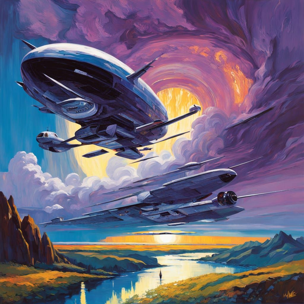 Airliner Shrouded in Electric Storm Clouds with St. Elmo's F...