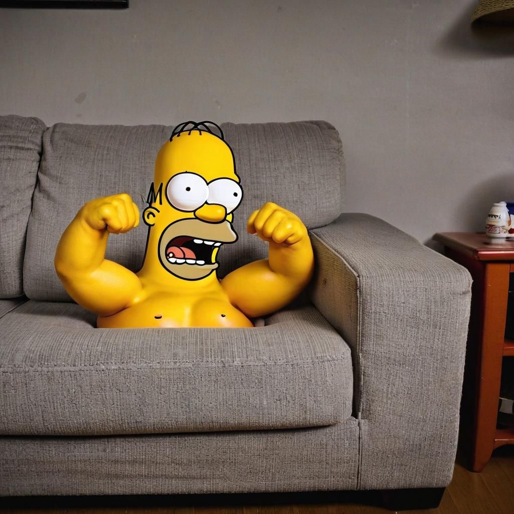 Homer Simpson as Angry Egg on Couch