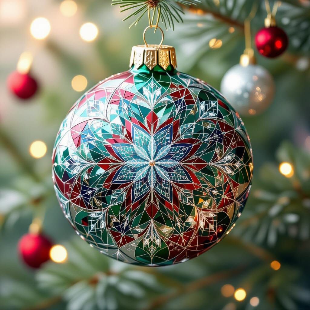 Vibrant Kaleidoscope Christmas Ornament Art