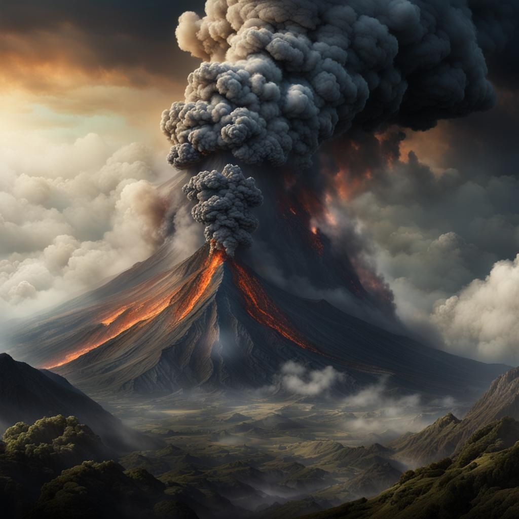 Volcanic Smoke Forms Grim Executioner Figure