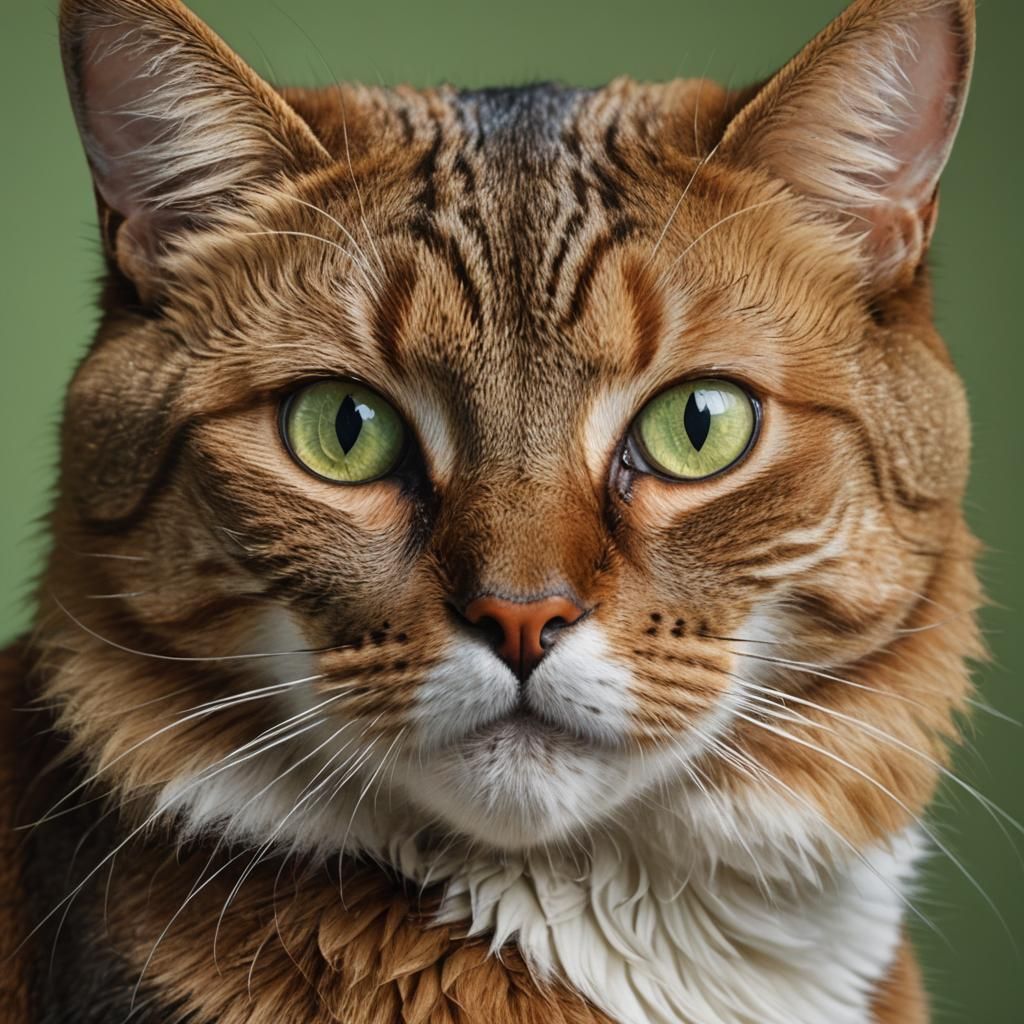 Hyperrealistic Oil Painting of a Brown Cat