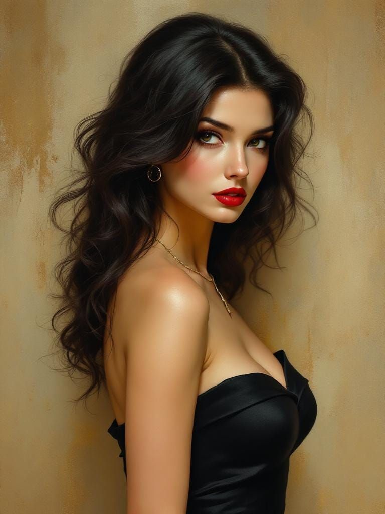 Pin-Up Woman in Art Nouveau Style