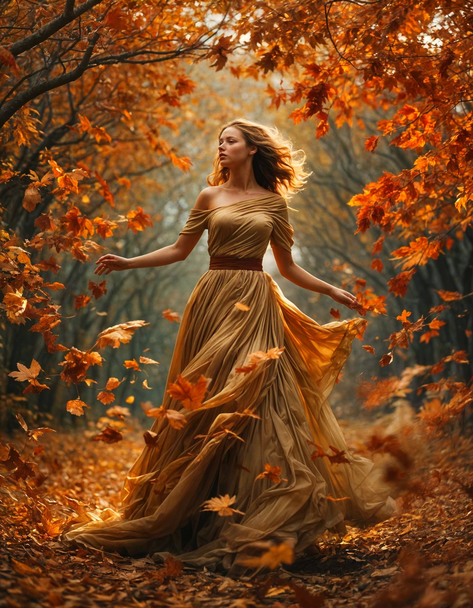 Wind Woman in Autumnal Surrealism