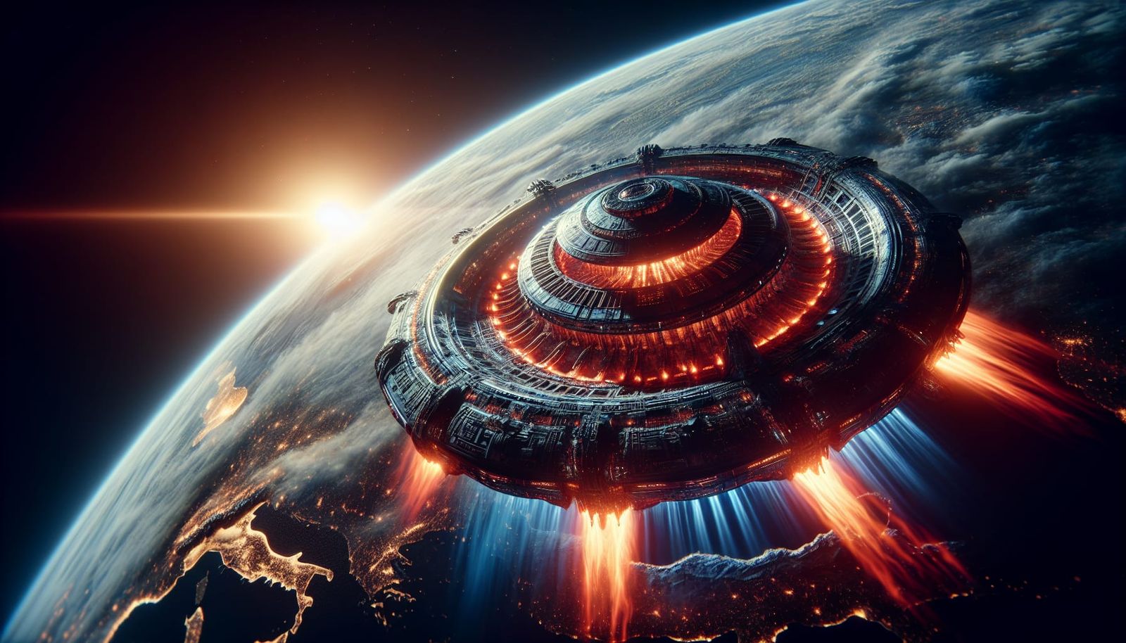 Alien Spaceship Draws Plasma from Earth