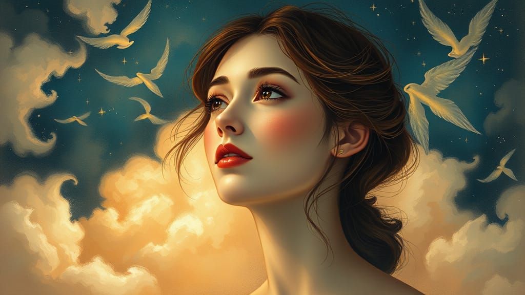 Hopeful Dreamer in a Starry Night Sky