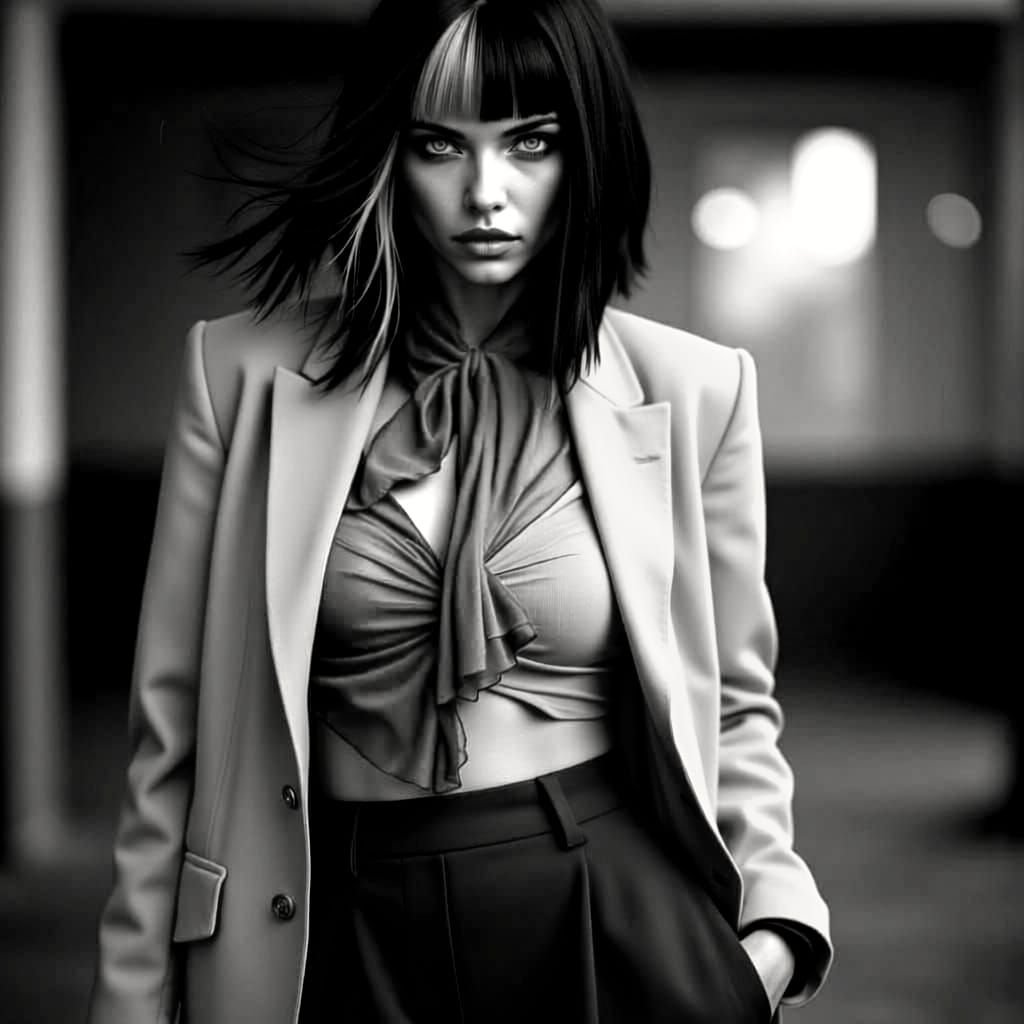 Unique Woman in Fashionable Blazer and Slacks