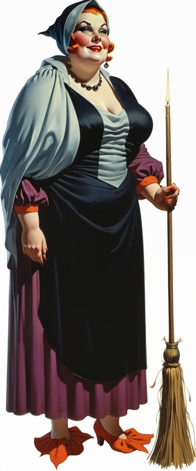 Friendly Witch with Piercing Eyes in Chiaroscuro Lighting