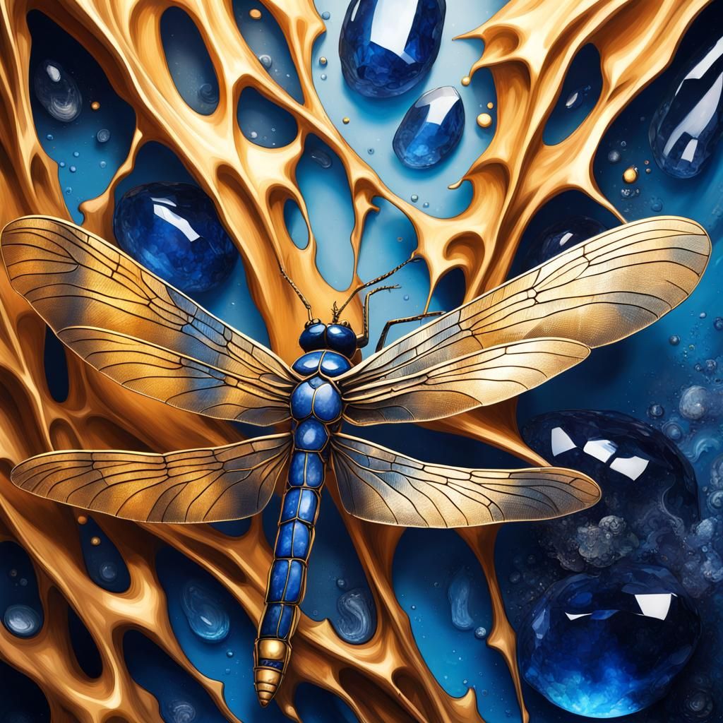 Sapphire Caves with Golden Dragonfly Splash Art