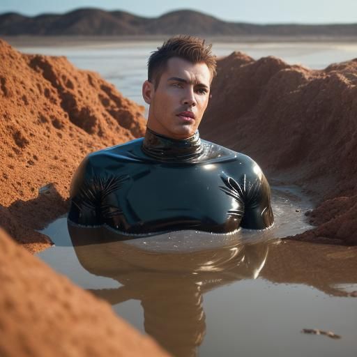 Man in Latex Sinking in Quicksand: Photography