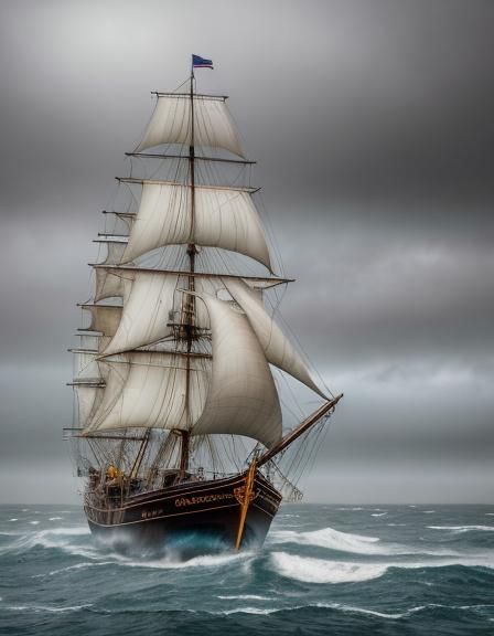 Schooner Sailing on Stormy Seas: A Digital Matte Painting
