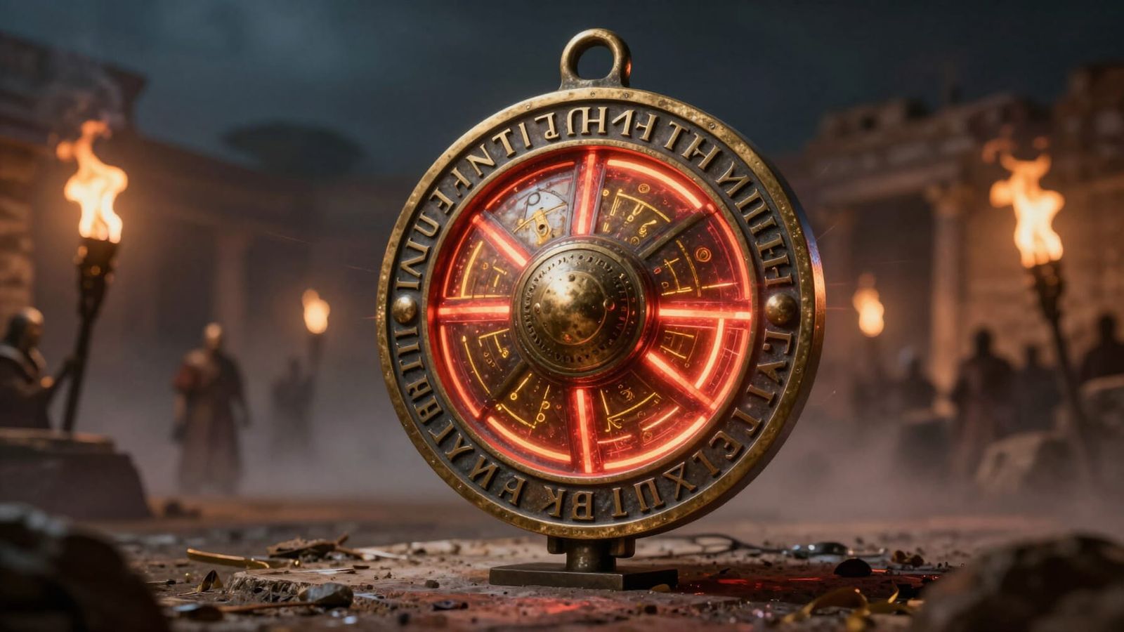 Ancient Roman Signal Device with Crimson Energy