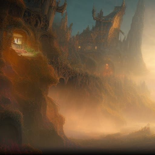 Fantasy Lesbian Matte Painting in Deep Color